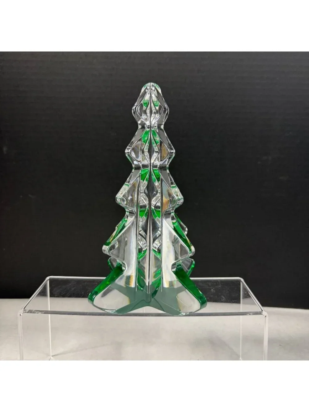 Vintage Mikasa Christmas Spirit Tree Clear & Green Crystal Glass Decor
